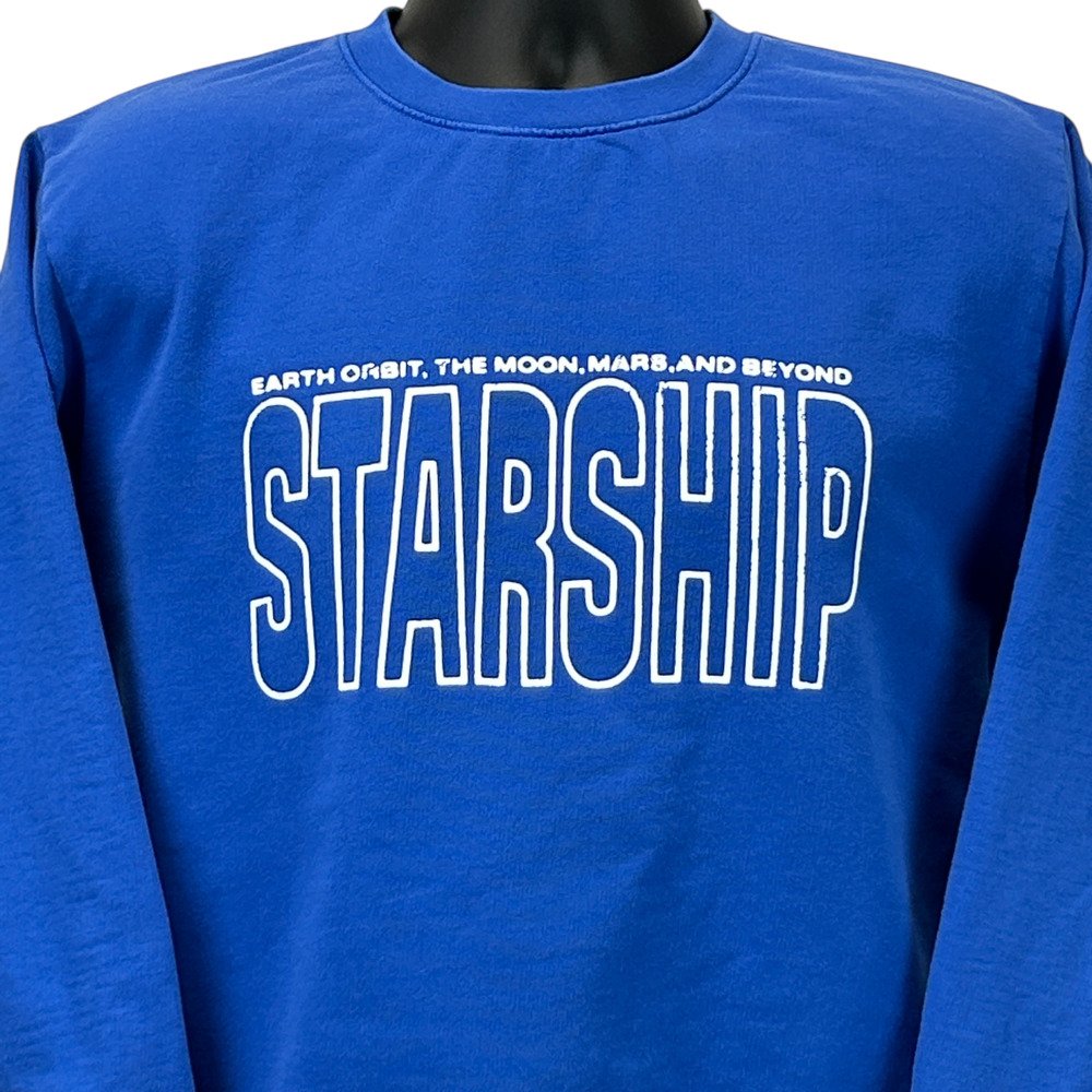 SpaceX Starship Sweatshirt Mens M Medium Blue Space Crewneck Sweater Made In USA